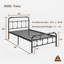 Lit plateforme simple en métal noir Oley avec tête de lit, rangement sous le lit, boîte à ressorts non requise.-1372234351