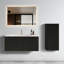 Meuble-lavabo moderne 36 po - Chêne noir rayé, lavabo en céramique blanche, transformation flottante pré-assemblée intégrée sans soudure