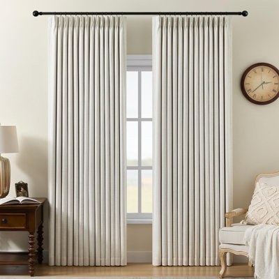 Pinch Pleated Curtains 100% Blackout Linen Curtains 95 Inches Long For Bedroom Living Room, Natural Memory Trained Thermal Insulated Room Darkening Window Pleat Drapes With Hooks, 2 Panels, 40"Wx95"L