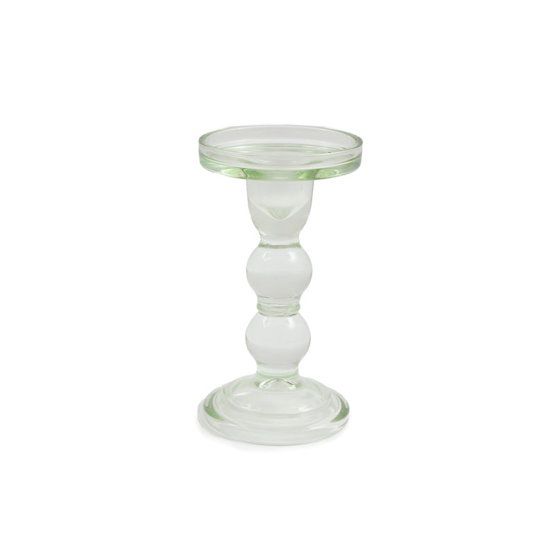 Barkett Glass Tabletop Candlestick, 16cm H x 7cm W x 7cm D