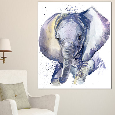 « baby éléphant blue aquarelle », reproduction d’art sur toile tendue