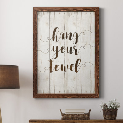 Suspendez votre serviette - cadre photo, art textuel sur toile