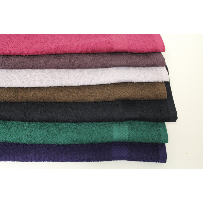 ISC Collection Ring Spun Dobby Border 100% Cotton Hand Towel Set By Rifz, Navy Blue
