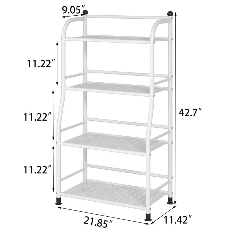 Sturdy 4-Tier Metal Storage Rack, Blanc
