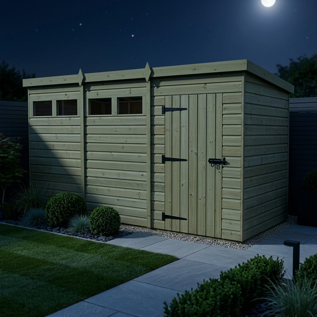 Total Sheds 12ft x 7ft Security Pent Shed - Heavy-Duty Hasp Staple Anti-Tamper - Pressure Treated Timber - UK Manufactured