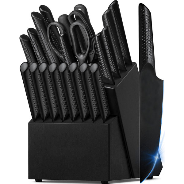Knife Set, Astercook 15 Pieces Knife Sets for Kitchen with Block Triple  Rivet High Carbon Stainless Steel Kitchen Knife Set with Sharpener,  Dishwasher