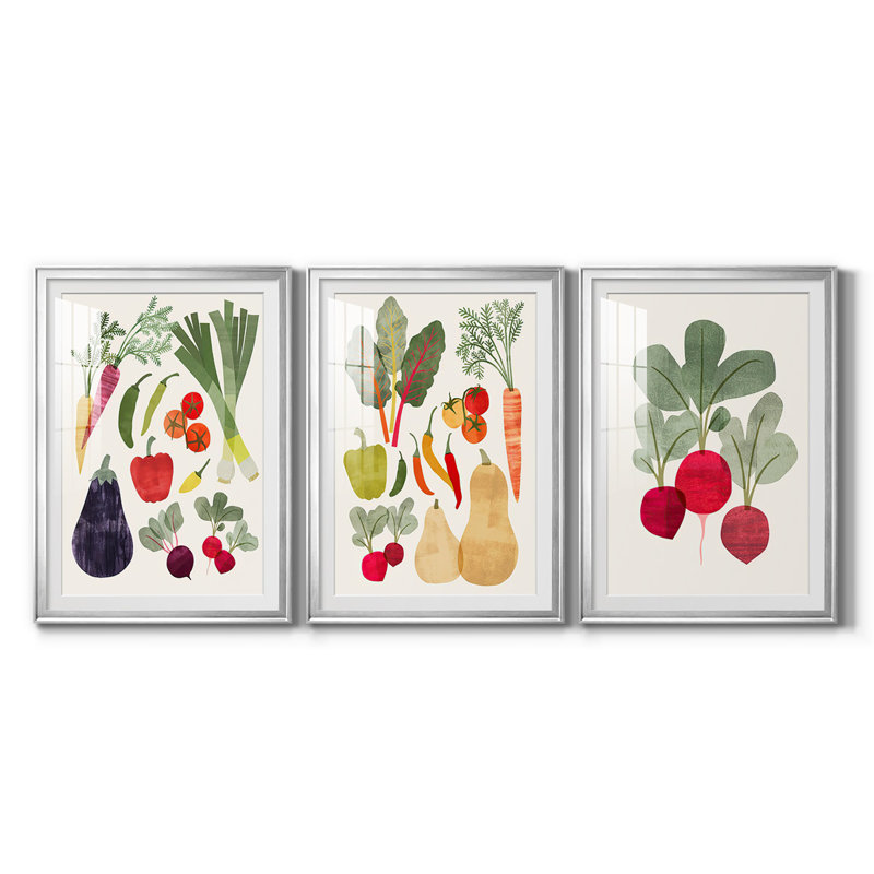 «Garden Offrant I», ensemble de 3 reproductions de cadres photo, Cadre argenté, H 37 po x l 24,5 po x P 2,5 po