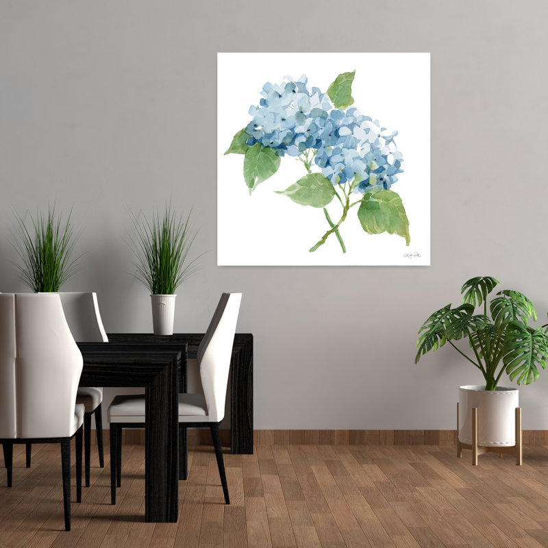 Hortensia bleu contemporain avec art floral bleu, H 36 po x l 36 po