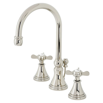 Kingston Brass Essex Two-Handle 3-Hole Deck Mount Widespread Bathroom Faucet with Brass Pop-Up Drain