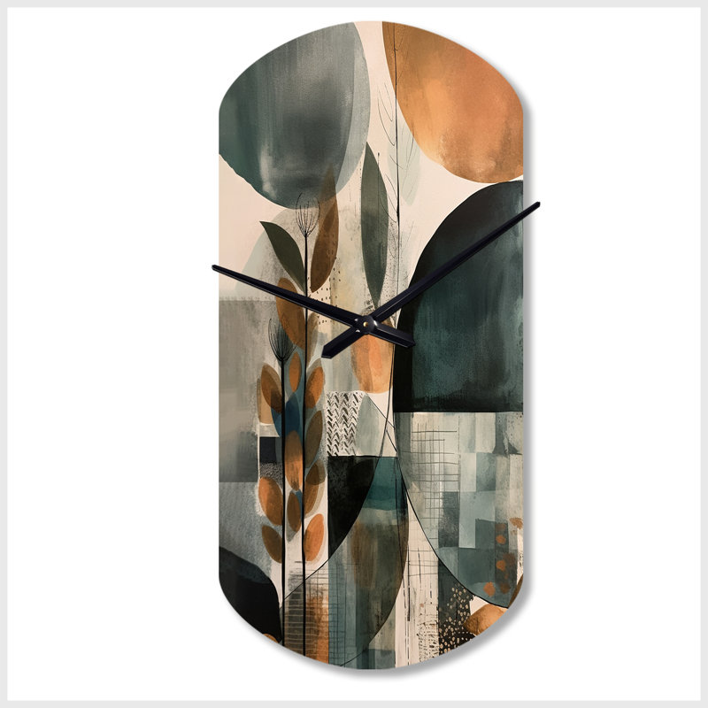 Horloge murale asymétrique en métal vert et brun, reproduction artistique, Petit