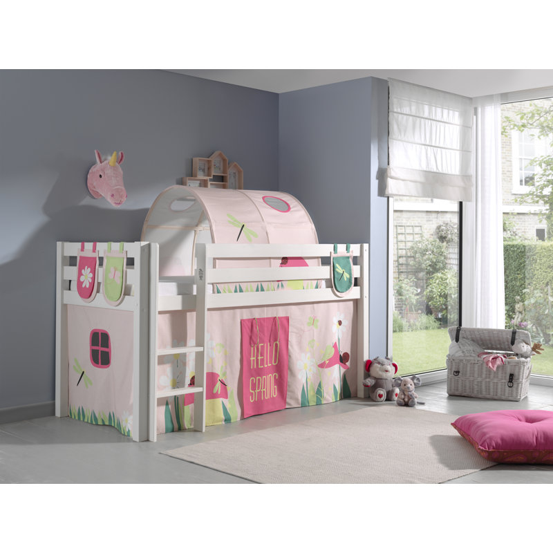 Escalera European Single (90 x 200cm) Mid Sleeper Loft Bed Bed by Vipack, White, Premium