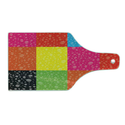 Ambesonne Colorful Tempered Glass Cutting Board Vibrant Rainbow Colors Multicolor