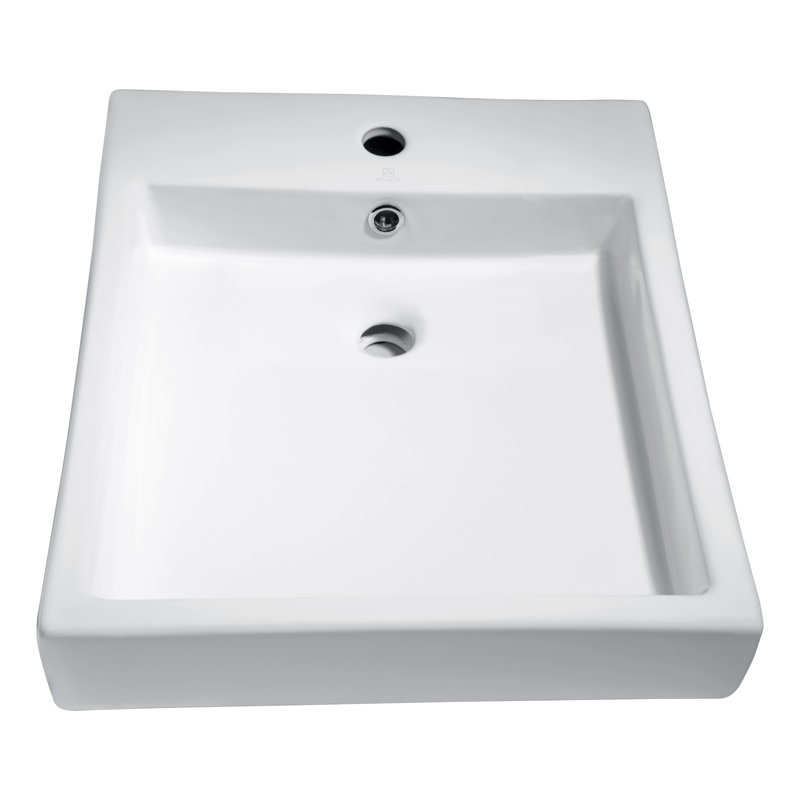 ANZZI Deux Series 18.3'' White Vitreous China Rectangular Bathroom Sink with Overflow