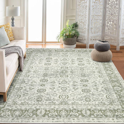 Tapis rétro à motif floral lavable, à poils courts, antidérapant et résistant aux marques pour le salon, la chambre à coucher, la salle à manger et le bureau à domicile