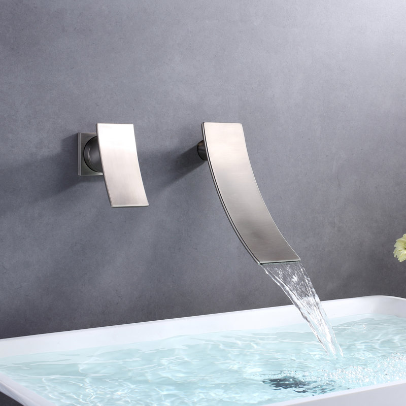 Robinet de meuble-lavabo de salle de bain, robinet de lavabo à gauche, robinet de lavabo mural avec bec cascade