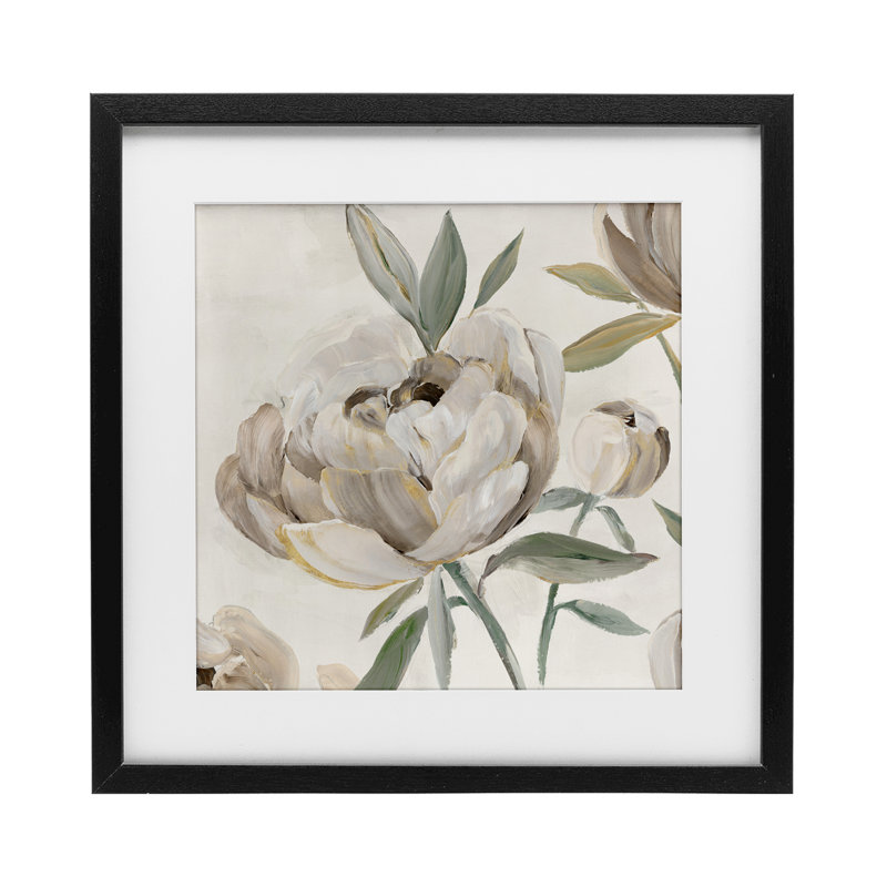«Lustrous Pe pivons in Neutrals», reproduction sous verre encadrée, design par Aria K., H 13 po x l 13 po, Cadre noir minuit