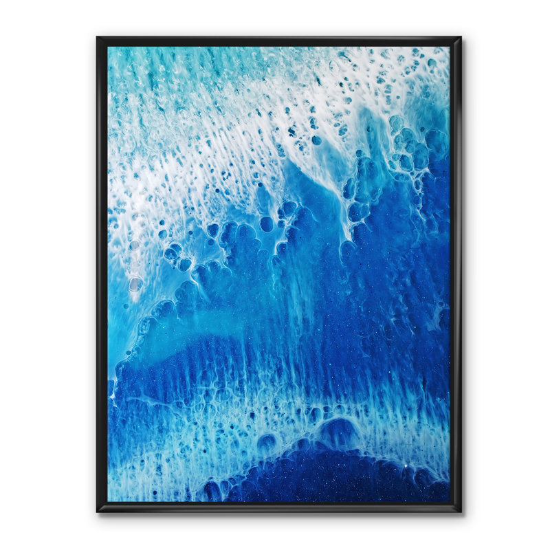 «Waves Epoxy Resin Art V», reproduction d'impression sur toile, H 46 po x l 36 po x 1,5 po, Toile avec cadre noir