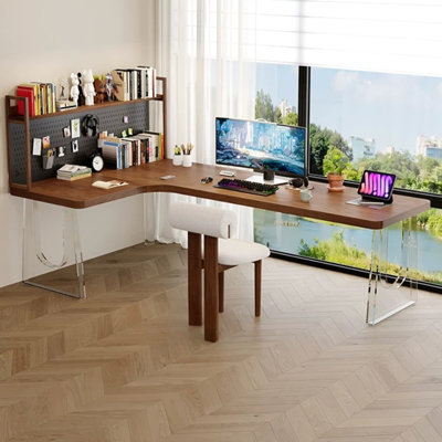 Walnut L-Shaped Solid Wood desk