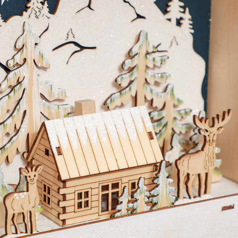 Christmas Advent Calendar with 24 Countdown Drawers and LED Lights