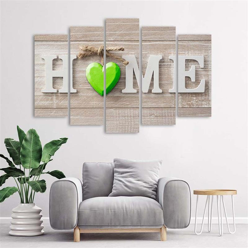 Leinwandbild Home Heart Green Beige