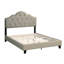 Très grand lit moderne, revêtement en polyfibre gris, cadre de lit en bois, tête de lit tapissier transitionnelle orientable, gris