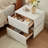 Modern Leather Textured Wraparound White Nightstand with Light Strip and 2 Drawers, Staple Stylish Beauty Space - Bedroom Nightstand, Side Table, No Assembly Required