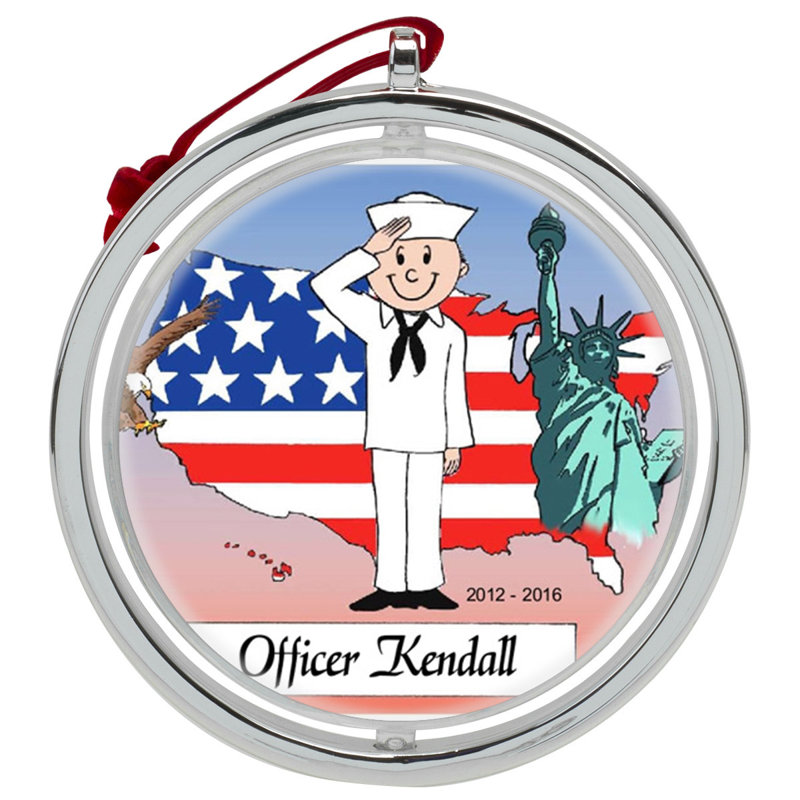 Ornement de Noël personnalisable à double face personnalisable US Navy, Oui