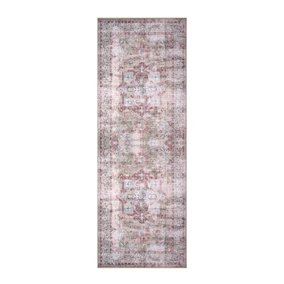 Bungalow Rose Pink/Beige Machine Washable Area Rug – Non-Slip, Stain Resistant, GRS Certified, for Bedroom, Living & Dining