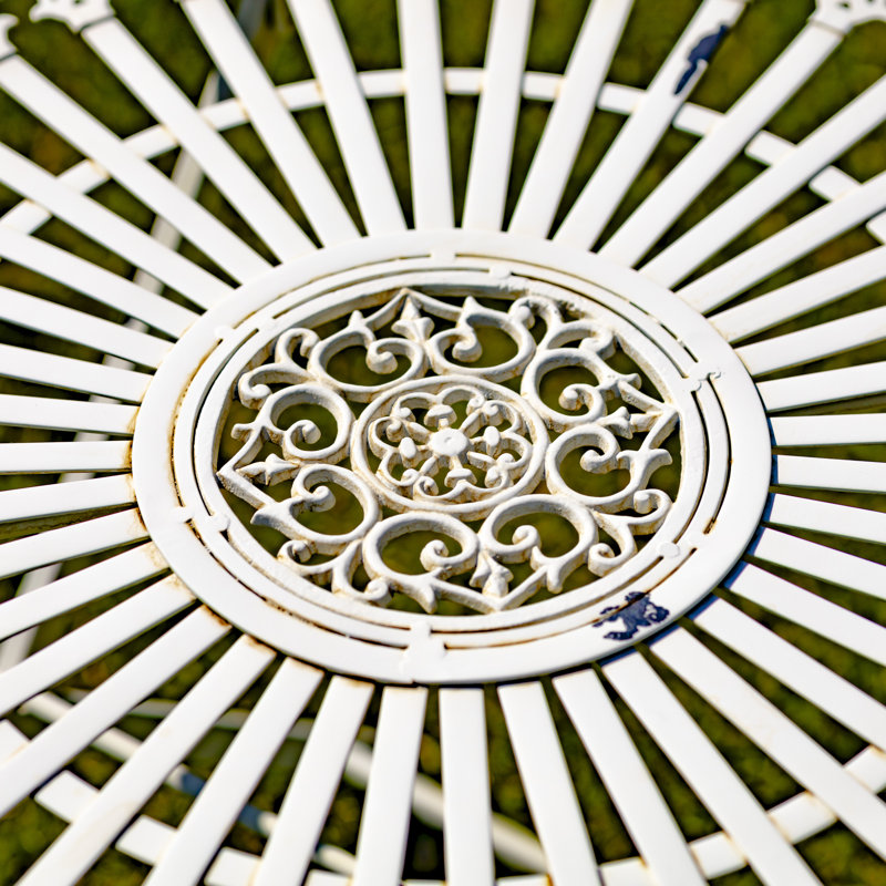 Stephania Outdoor Metal Folding Table, Antique White
