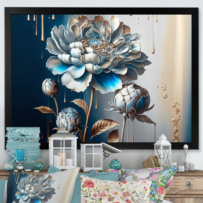 «Ice Blue Zinnia Flowers», reproduction sur toile