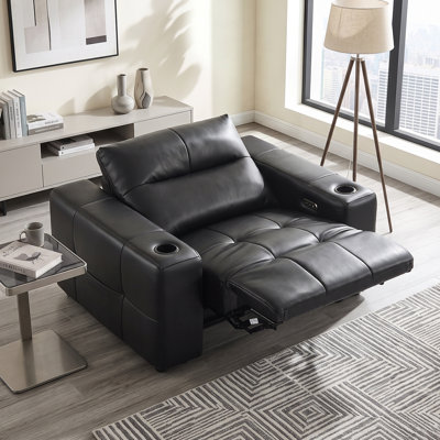 Genuine Leather Zero Gravity Power Recliner Chair Black
