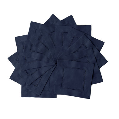 Cotton Linen Hemstitch Cocktail Napkins