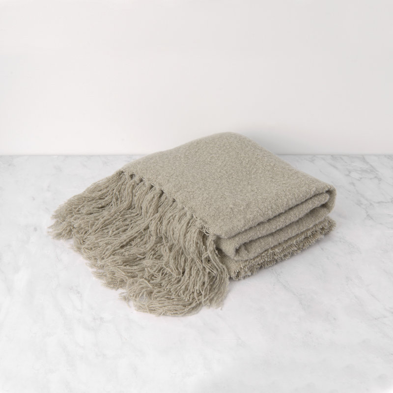 Jeté à franges pelucheux, gris