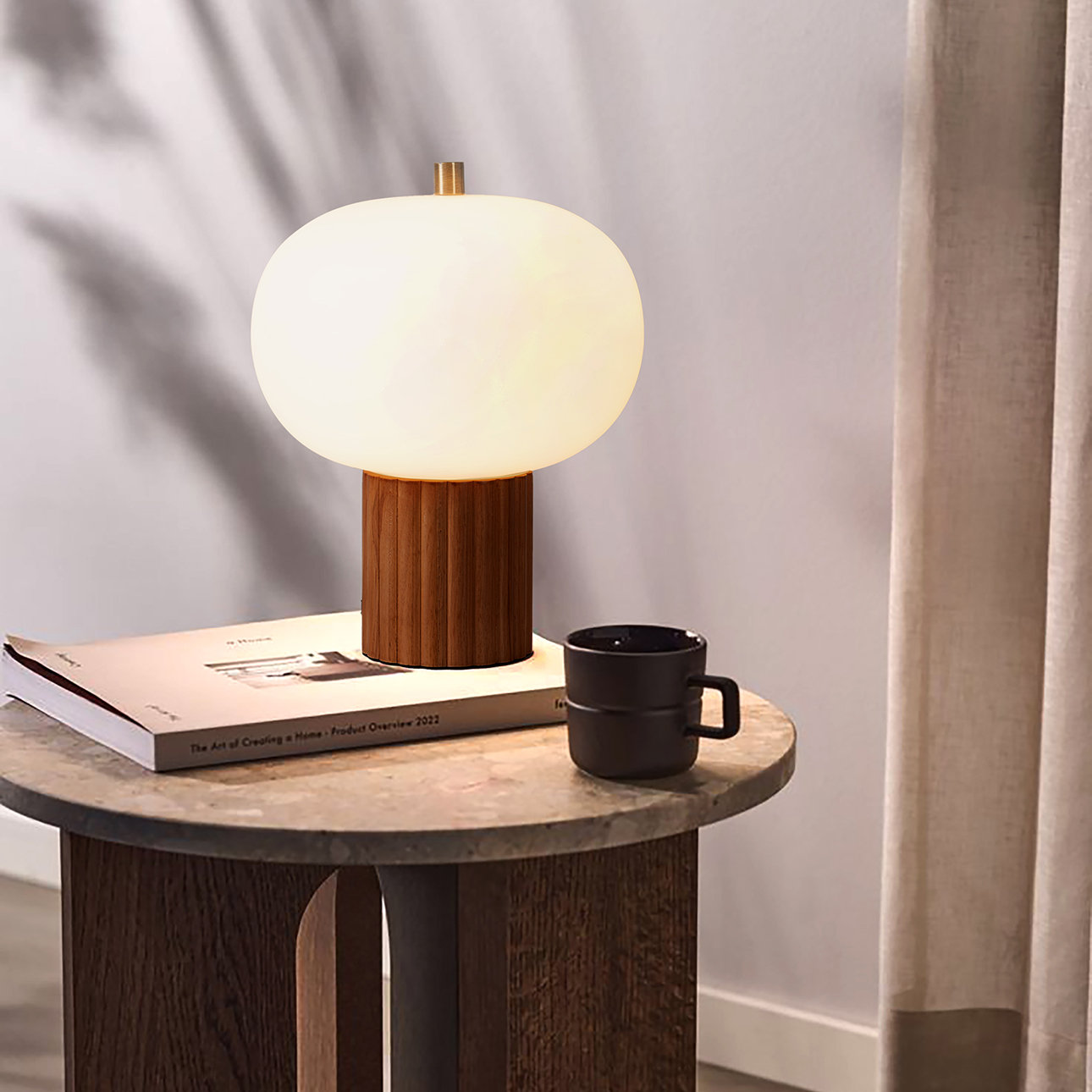 Tambo Glass Novelty Lamp, Dark Walnut