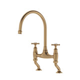 Georgian Era Bridge Kitchen Faucet with Curved Deck Unions