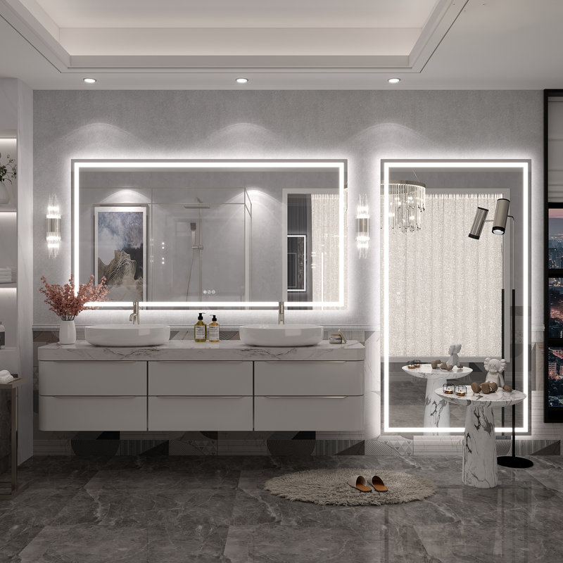 Miroir de salle de bain mural Molly, 66 po x 36 po, Transparent