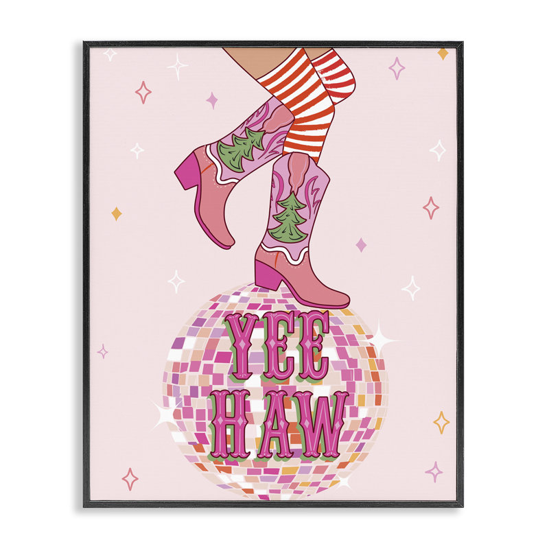 Yeehaw Christmas Cowboy, estampe numérique par Arrolynn Weiderhold, Giclée encadrée noir minuit, H 30 po x l 24 po