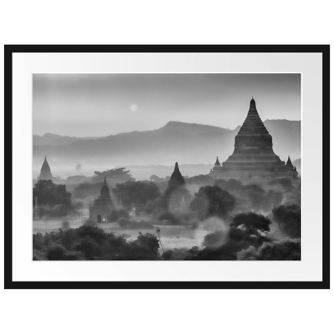 Gerahmtes Poster Buddha Tempel im Sonnenuntergang