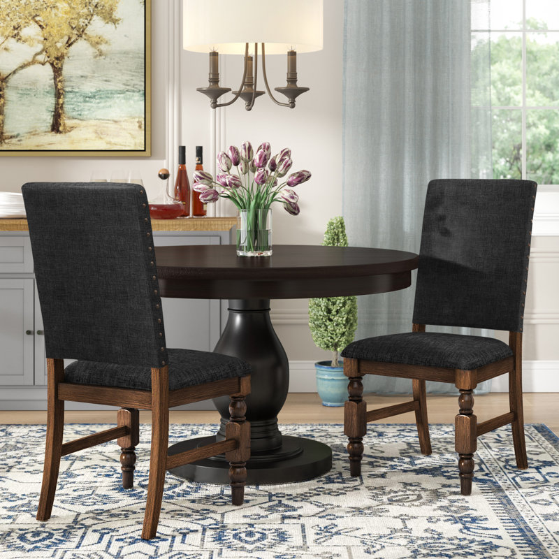 Donnellson 18'' H Upholstered Side Chair, Dark Gray Linen