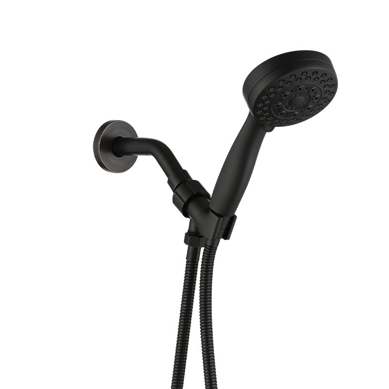 Pomme de douche à main avec 5 réglages - Haut, caractéristique, bronze huilé, modes de pulvérisation bronze inclus, système d'absorption de chaleur, installation facile