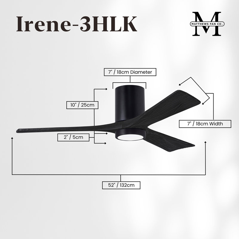 Irene LED Ceiling Fan, Matte Black, Matte Black, 52"
