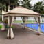 Pavillon de jardin 11 pi x 11 pi avec filet à fermeture à glissière amovible, structure antirouille pour l'eau, protégé pour la cour arrière, auvent escamotable d'exposition 11 pi x 11 pi Filet de protection en filet. Fabrication en acier. . Pour le patio. Café