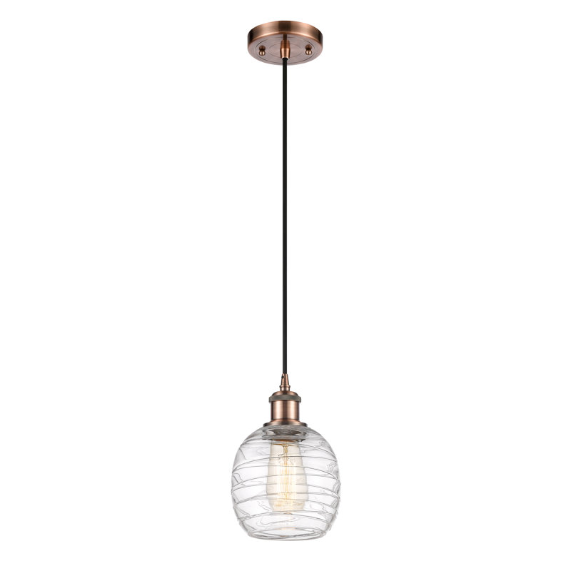 Luminaire suspendu simple à 1 lumière Amila, Cuivre antique