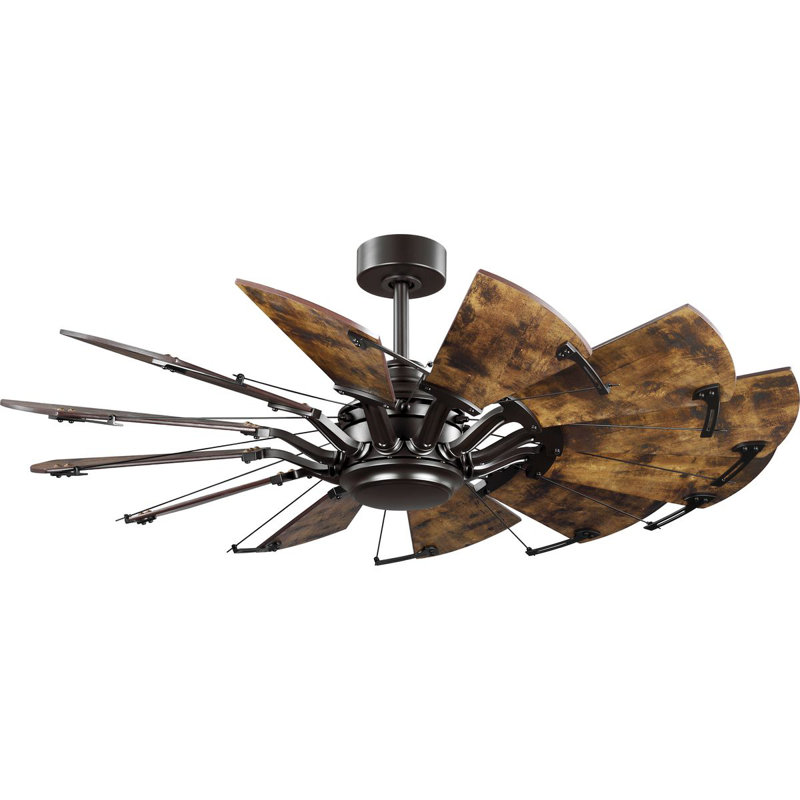 Ventilateur de plafond 52 pales 52 pouces avec télécommande, Bronze architectural avec pales brunes