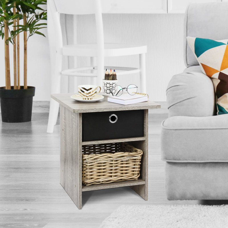 Brigette Sled End Table, French Oak/Black