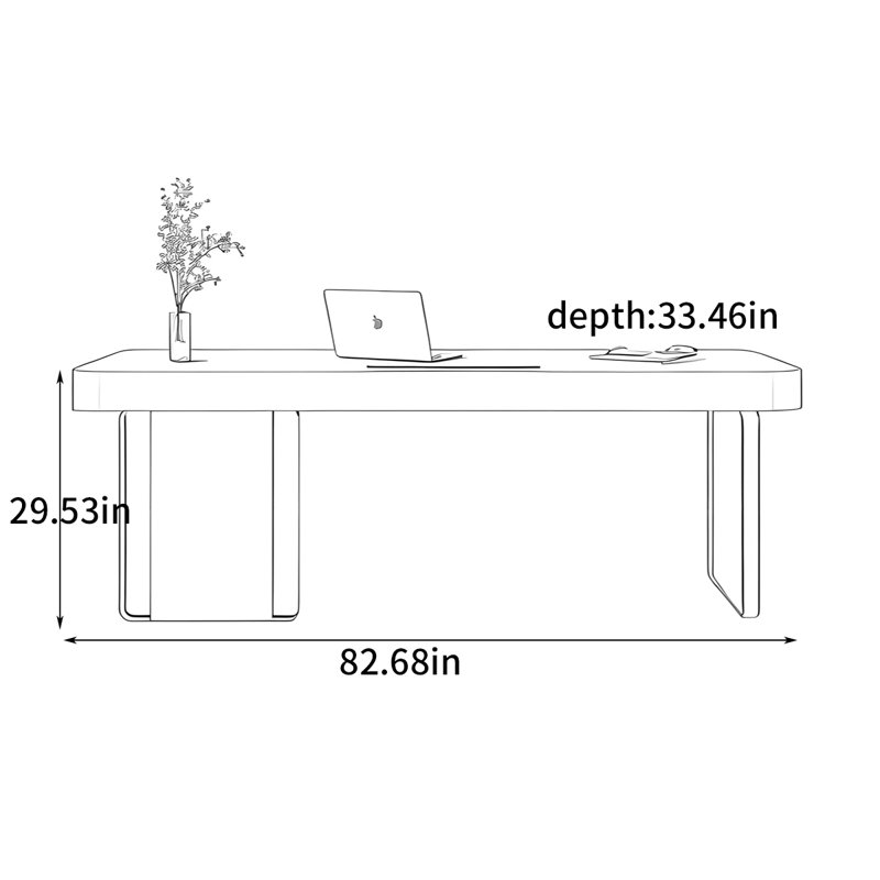 Bureau de maison moderne, H 29,53 po x l 82,68 po x P 33,46 po