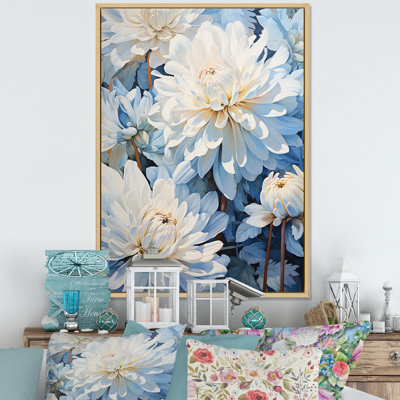 " Minimalism Blooming Mums In Blue And Whhite II "