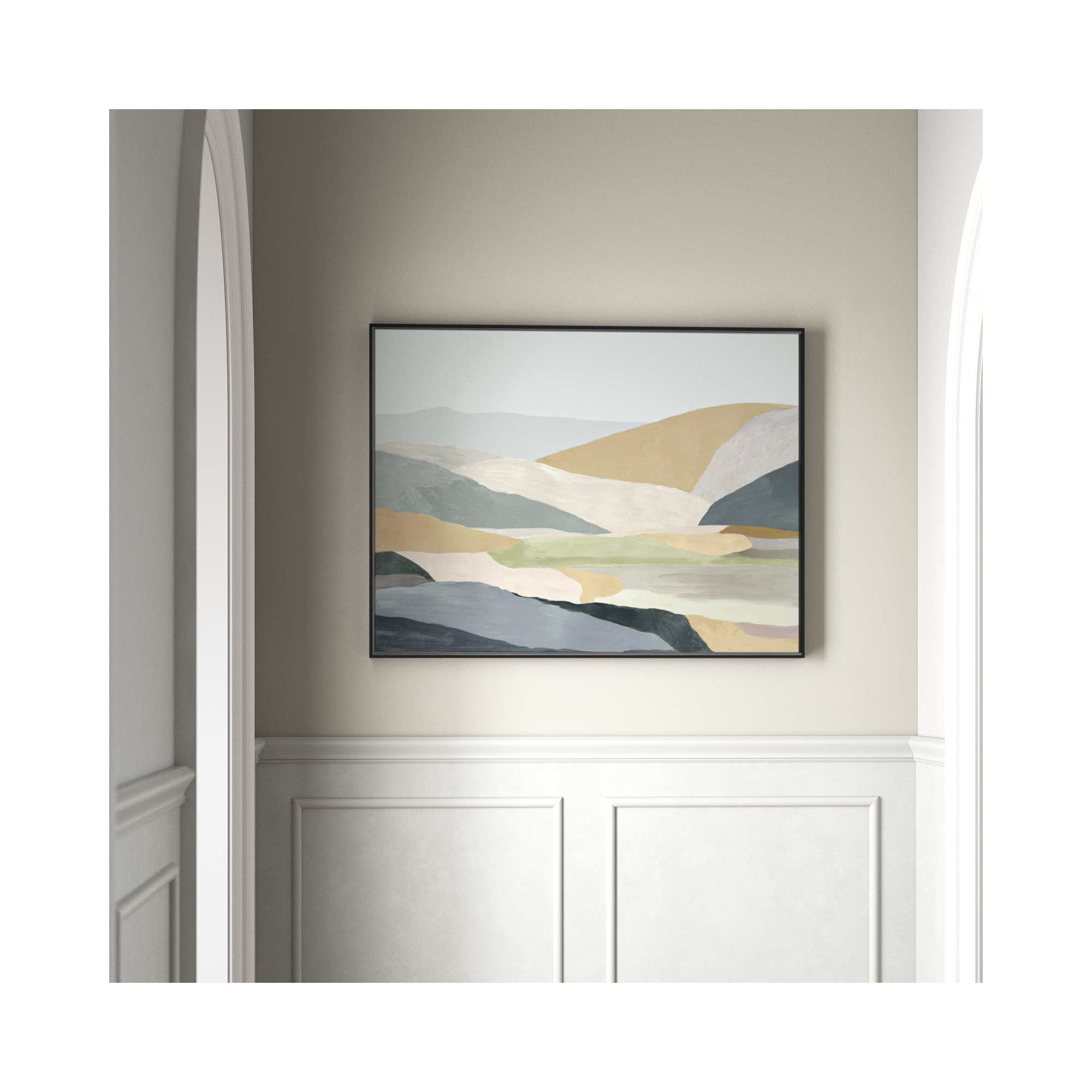 Warm Hills I - Picture Frame Painting Print on Canvas, 25.5" H x 37.5" W x 2" D, Espresso Canvas 