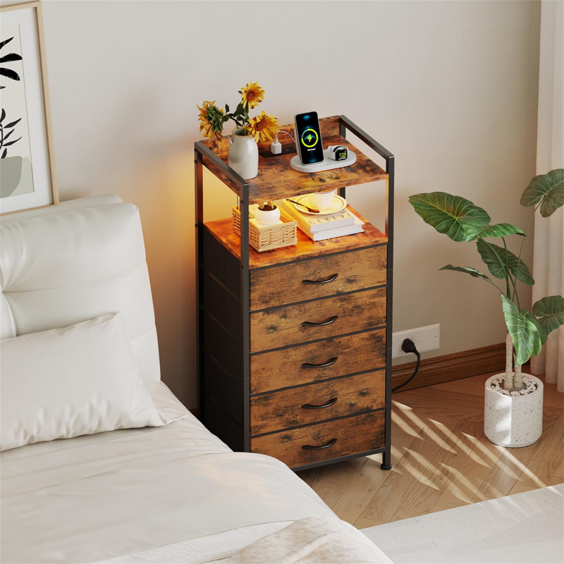 40.9cm W Metal Bedside Table