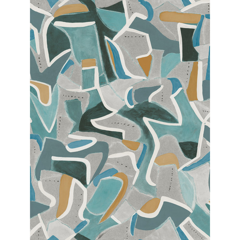 10m x 60cm Jigsaw Wallpaper Roll, Blue/Green/Yellow